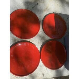 4 Waechtersbach Solid Cherry Red Set  11" Dinner Plates Germany